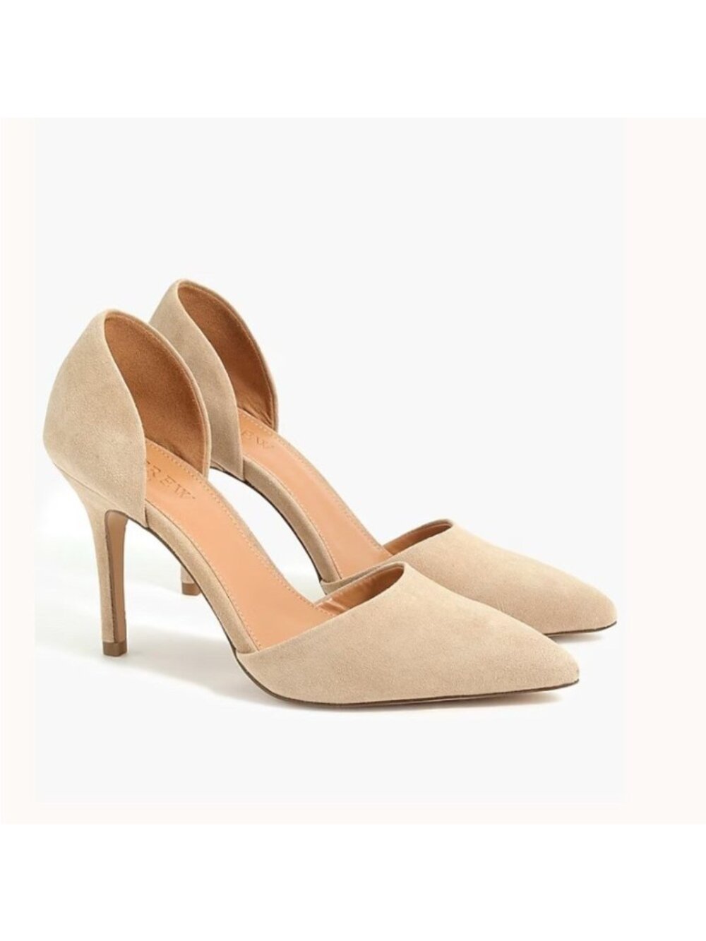 EUC  J. Crew Suede d'Orsay Pointed Toe Pumps Heels Italy Shoes Neutral WOMENS 8